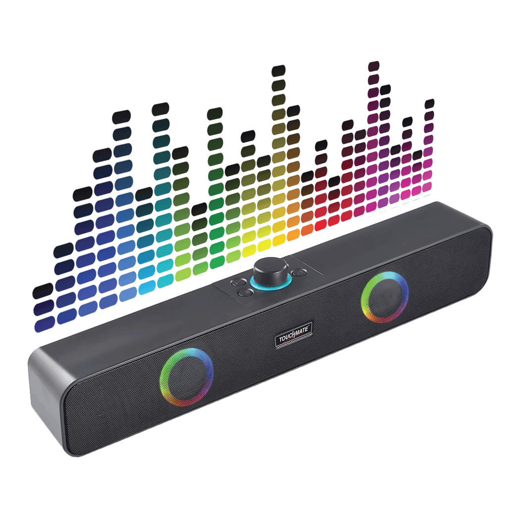  UweSmart Light Show Gaming Speaker, RGB Bookshelf Soundbar,  HiFi Sound Quality and Colorful Atmosphere, 256 RGB Colors, 20 Scene and 8  Sync Music Mode, with AUX USB Bluetooth : Electronics